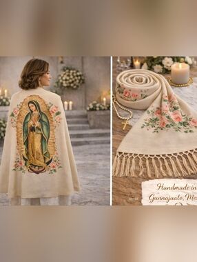 Virgen de Guadalupe Religious Rebozo,  shawl, pashmina,  scarf, chal
